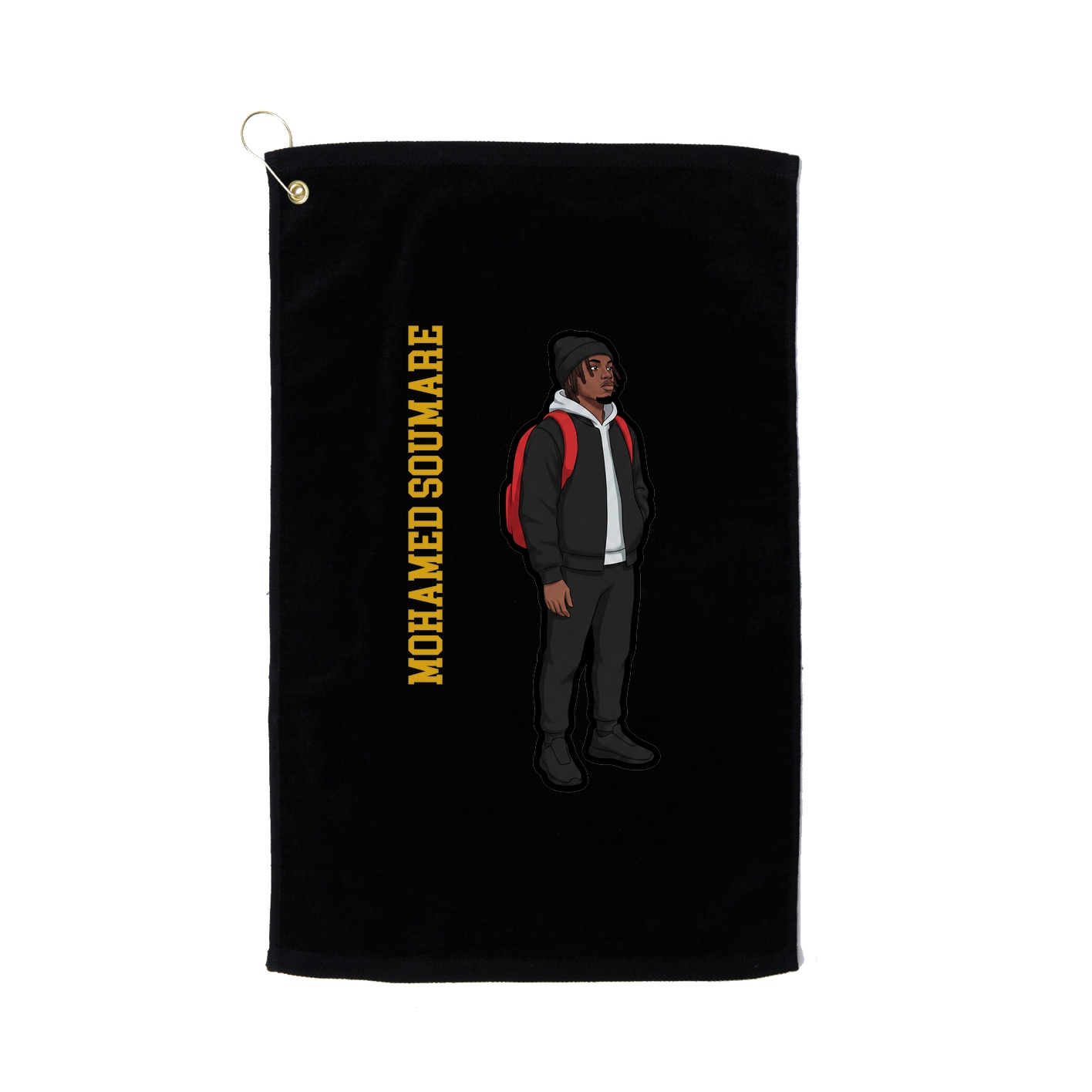 Golf Towel — Name Vertical in Black