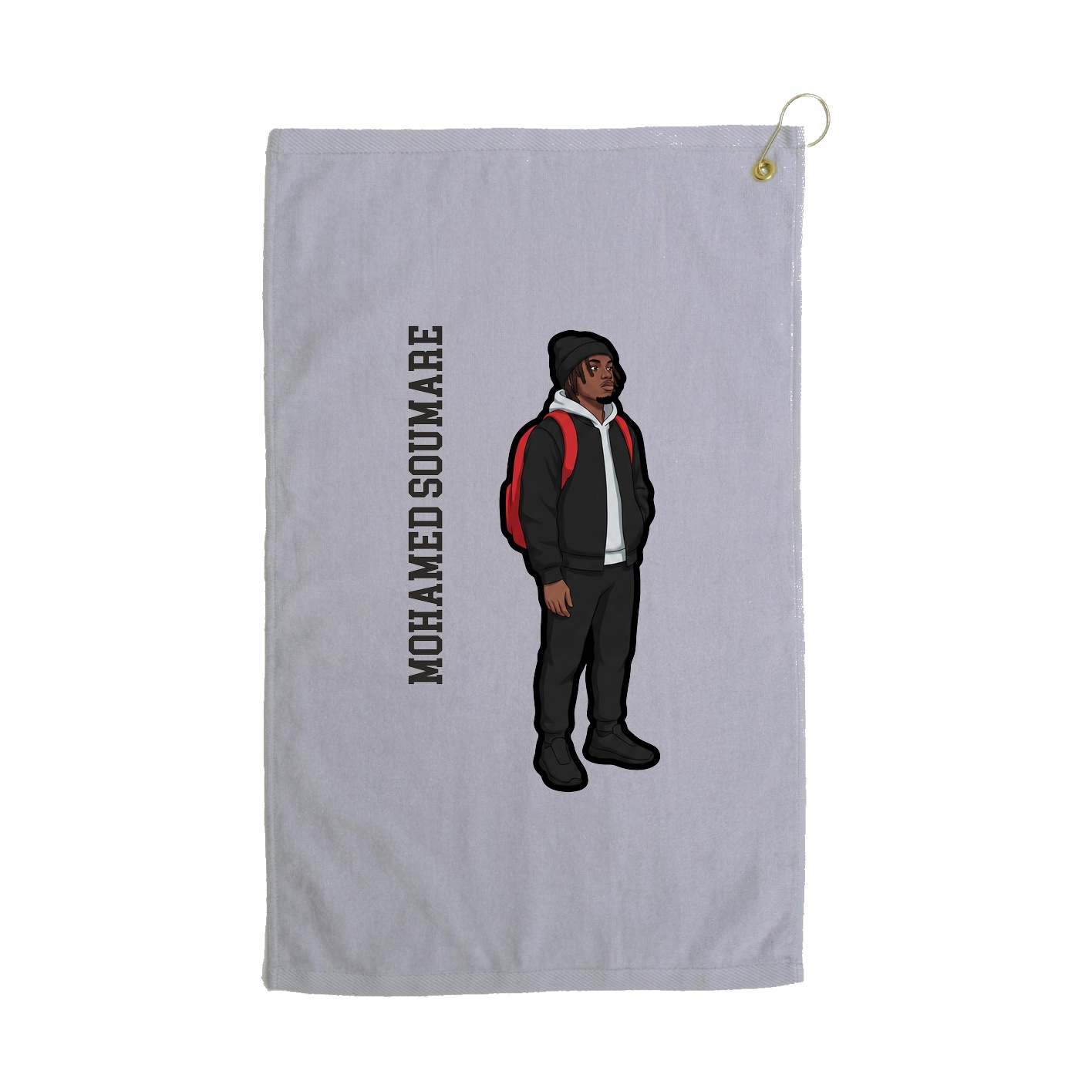 Golf Towel — Name Vertical in Grey