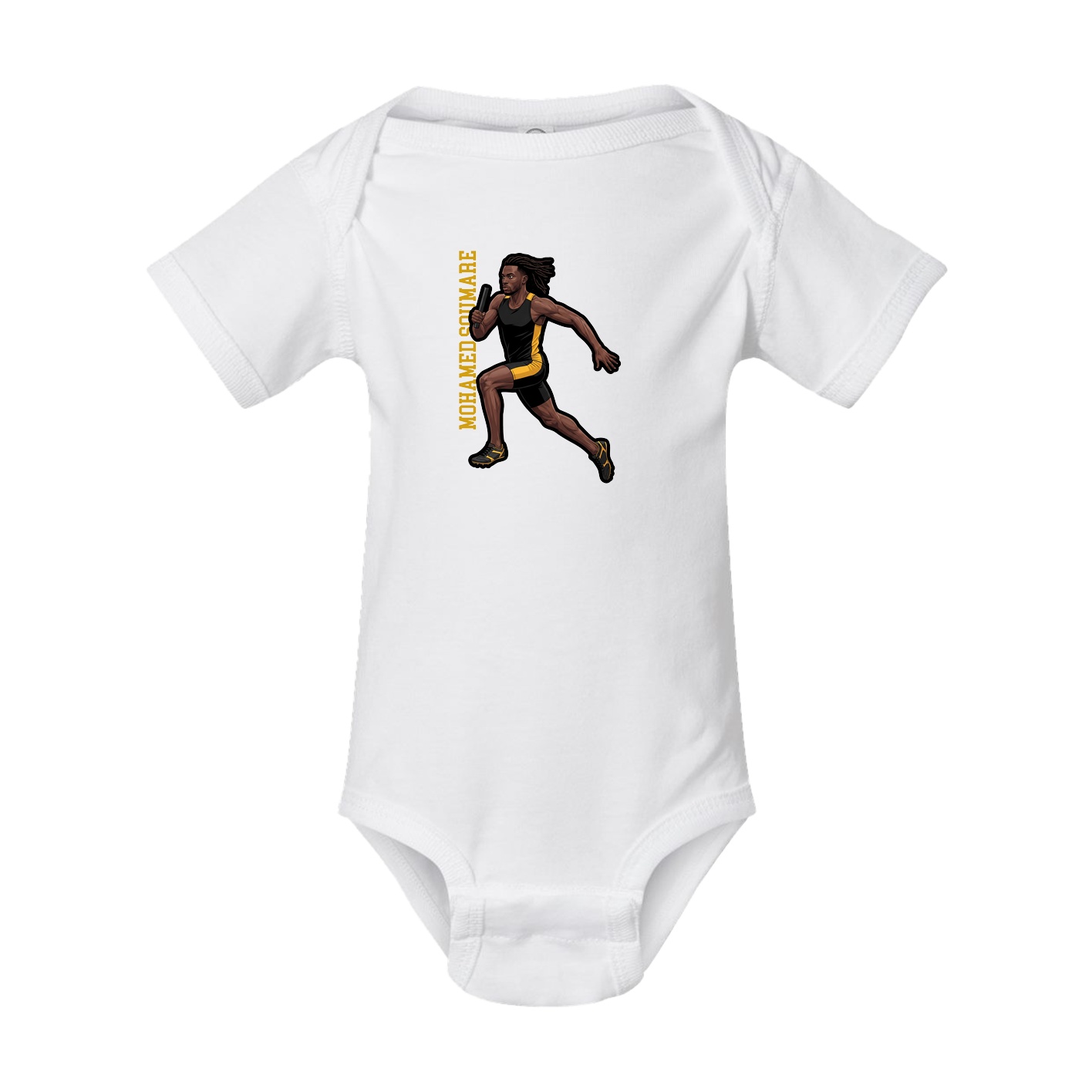 Baby Onesie — Name Vertical in White
