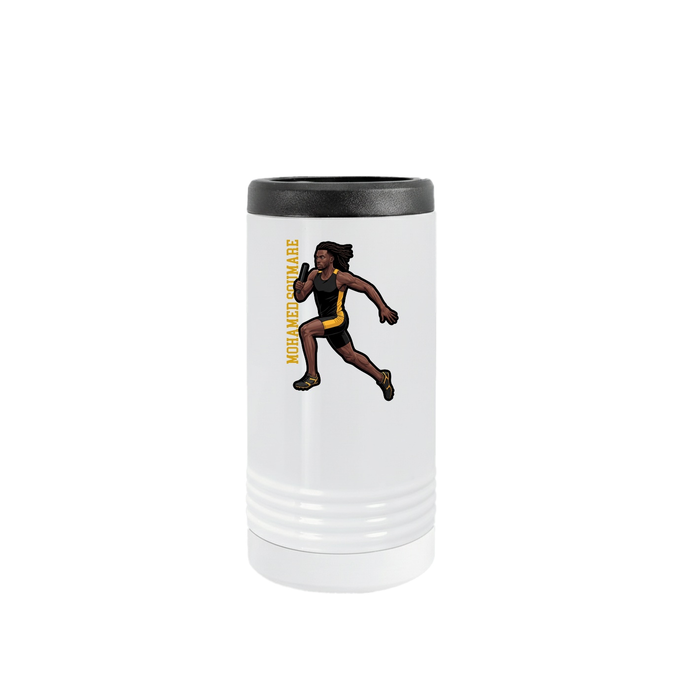 Slim Beverage Holder — Name Vertical in White