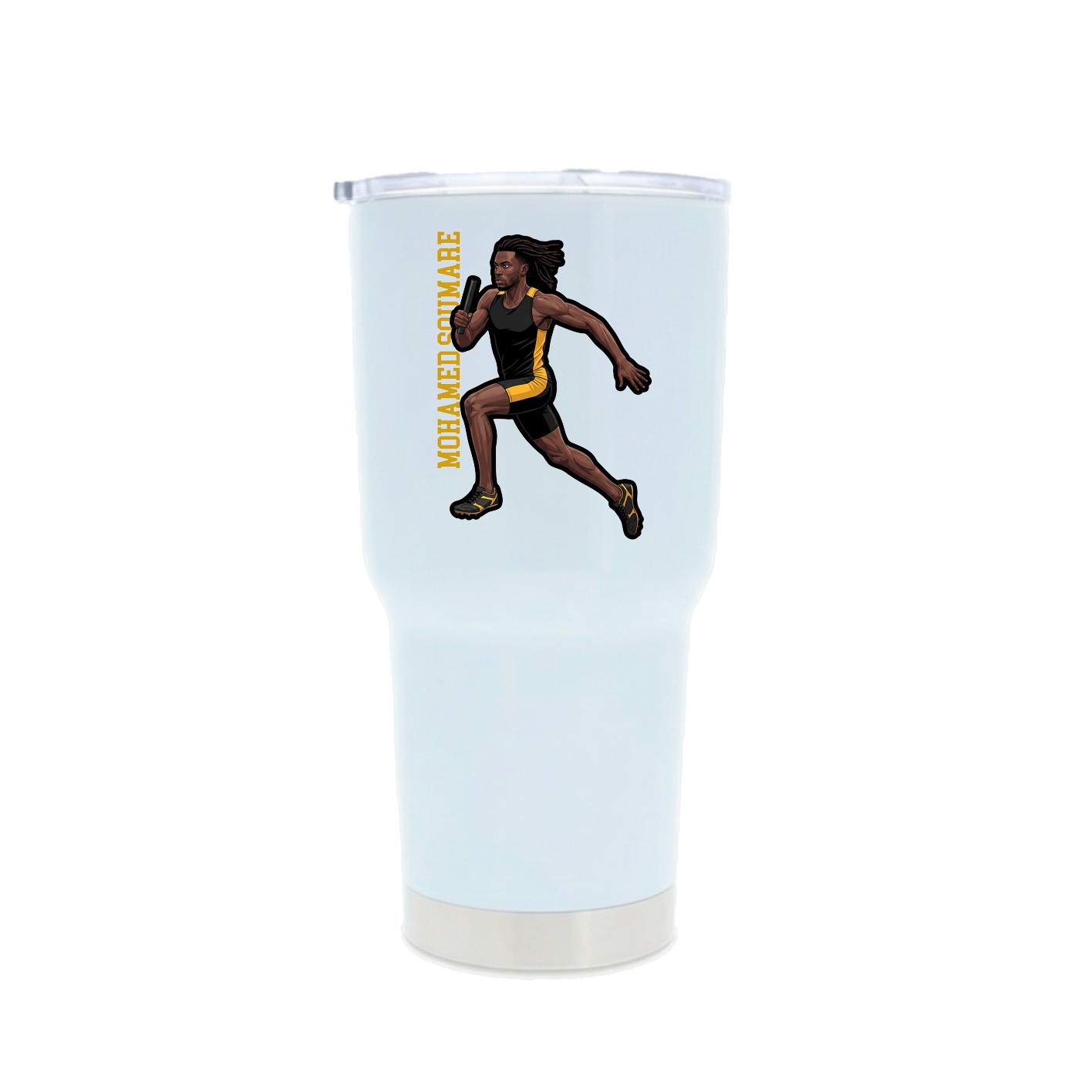 30oz Stainless Steel Tumbler — Name Vertical in White
