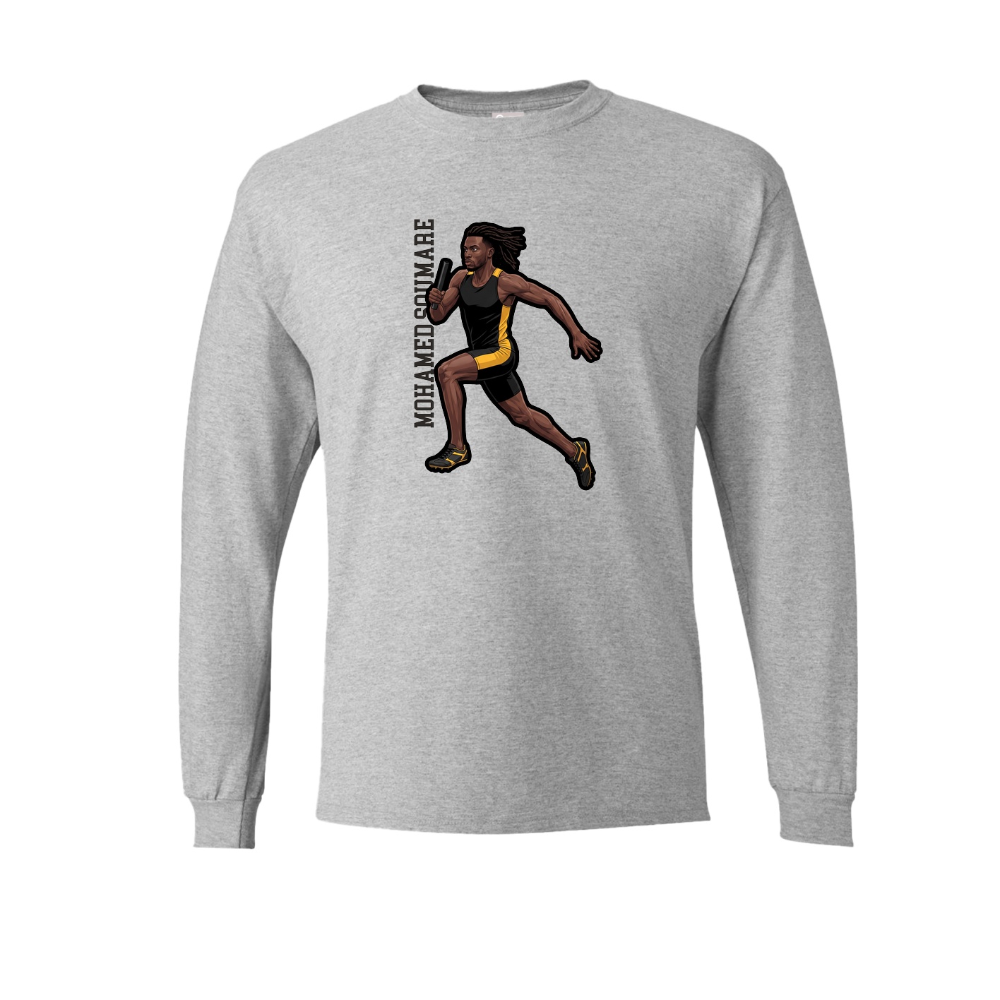 Long Sleeve Tee — Name Vertical in Grey