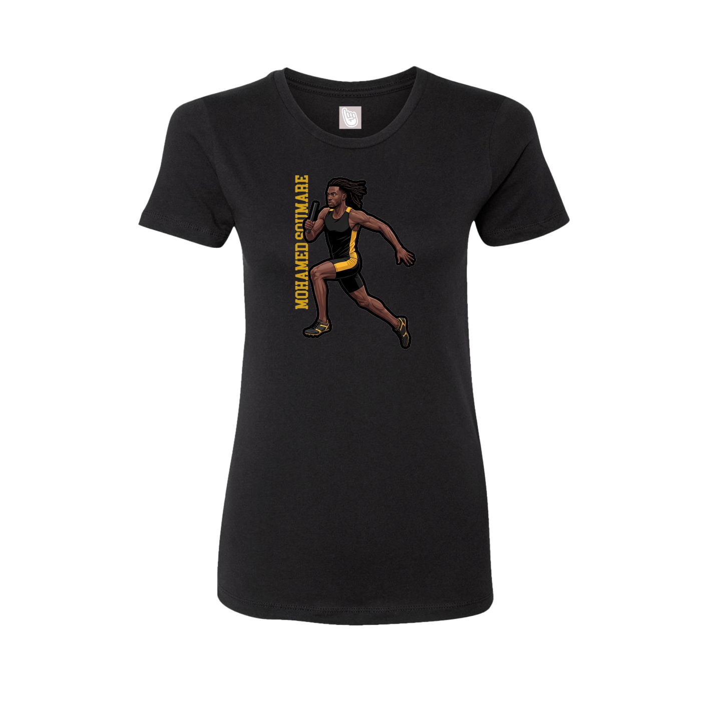 Womens Tee — Name Vertical in Black