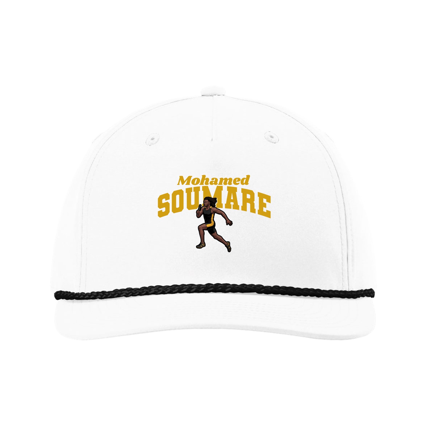 Five-Panel Classic Rope Cap — Signature Arch in White