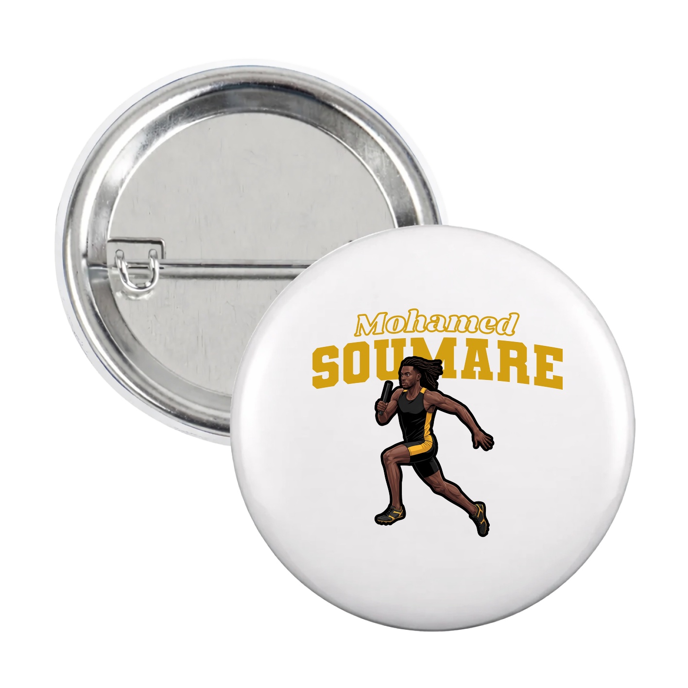 Game Day Button — Name Arch in White