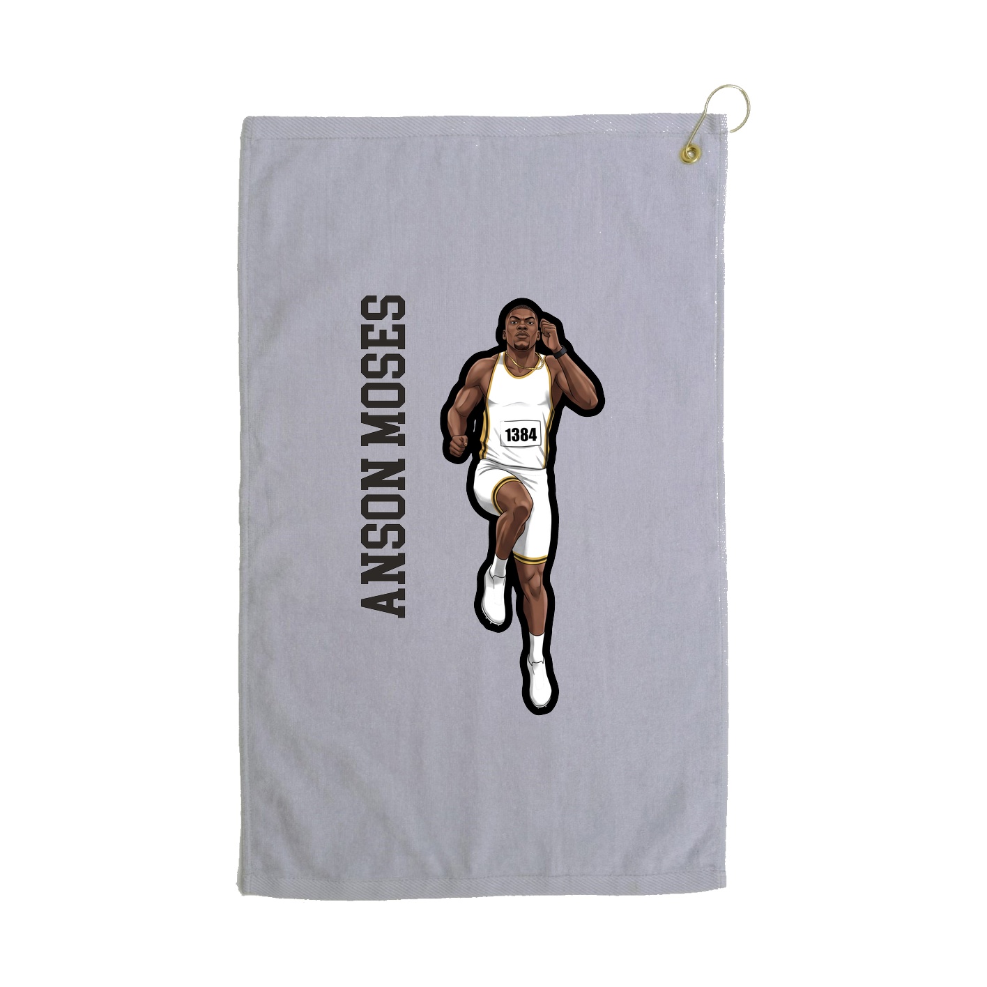 Golf Towel — Name Vertical in Grey