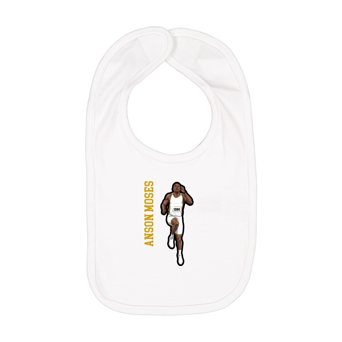 Infant Bib — Name Vertical in White