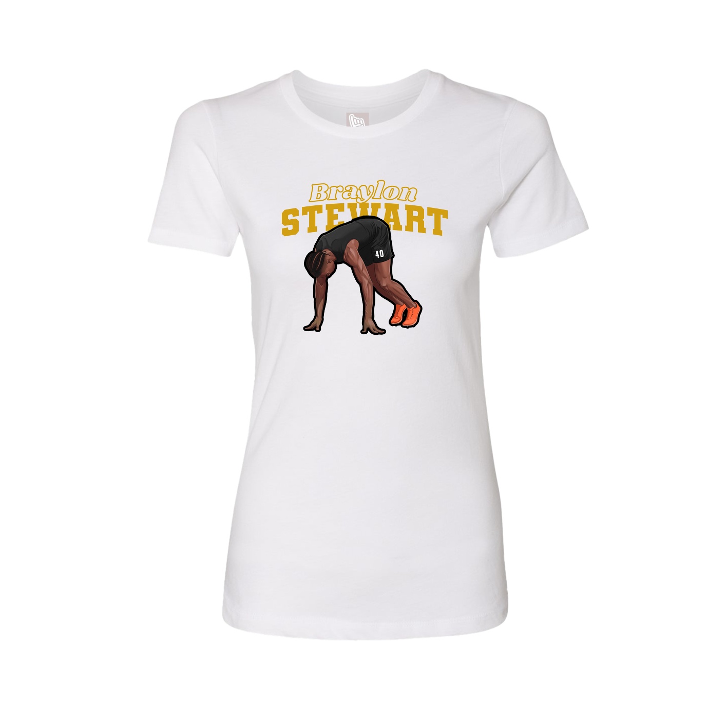 Womens Tee — Name Arch in White