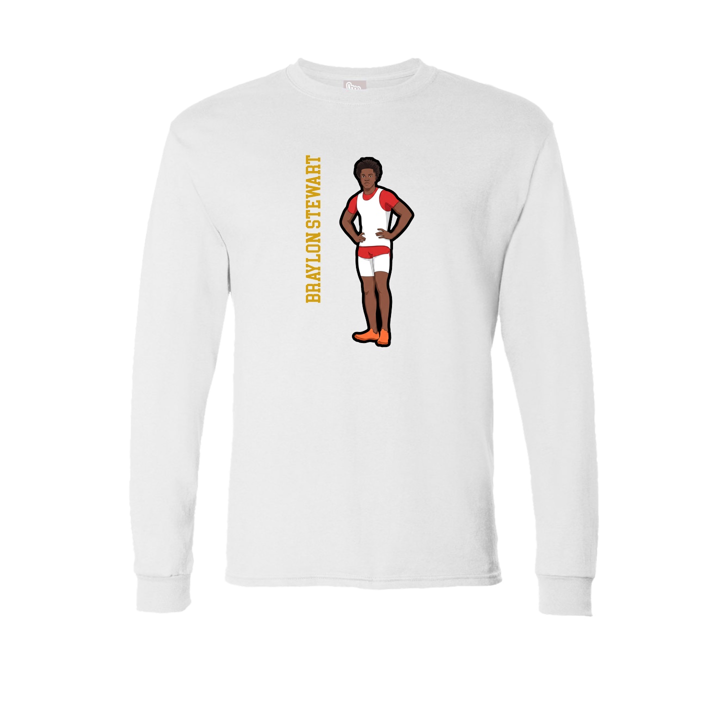 Long Sleeve Tee — Name Vertical in White
