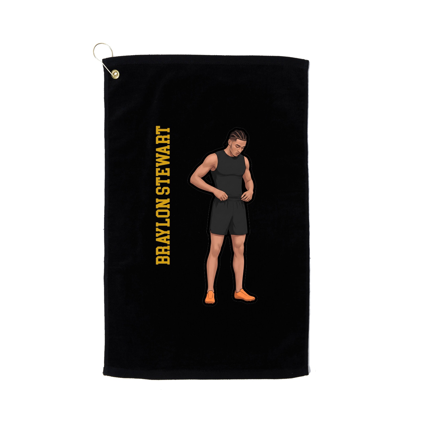 Golf Towel — Name Vertical in Black