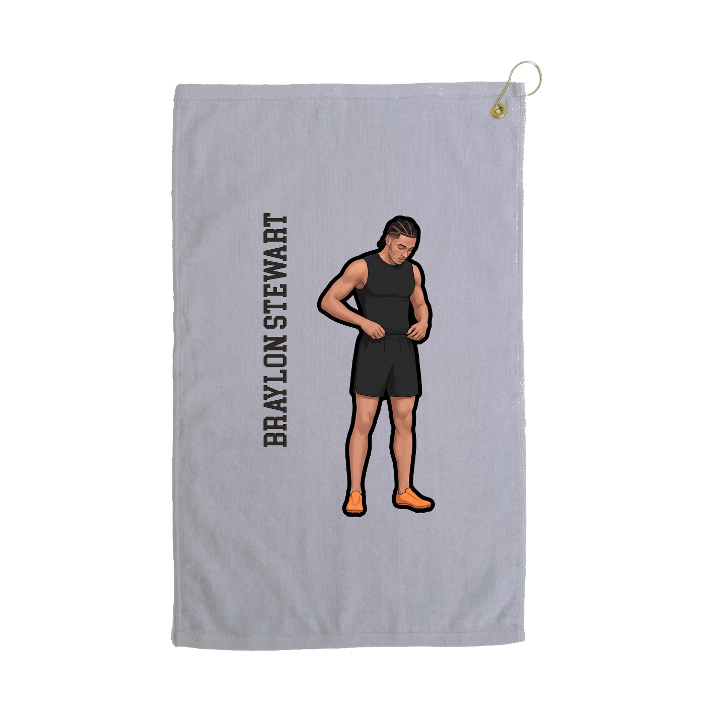 Golf Towel — Name Vertical in Grey