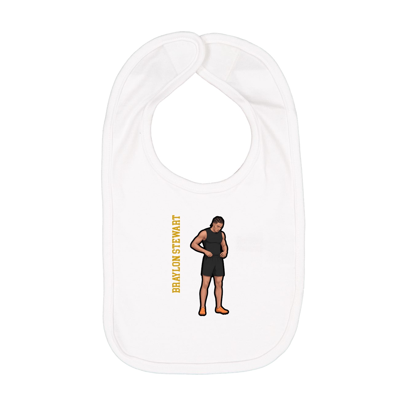 Infant Bib — Name Vertical in White