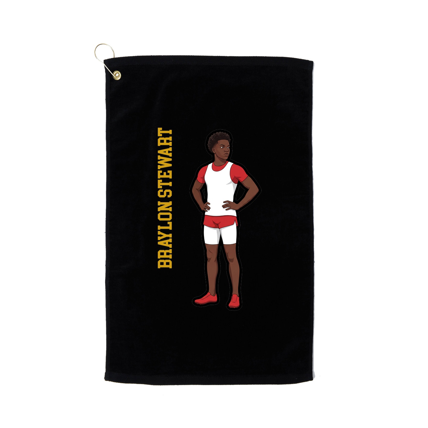 Golf Towel — Name Vertical in Black