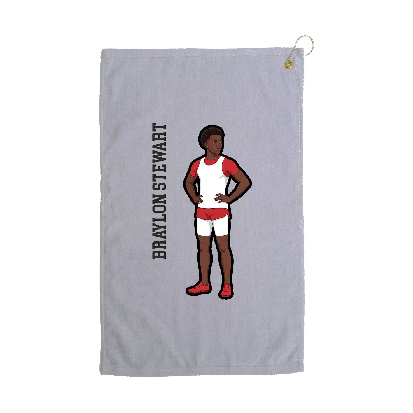 Golf Towel — Name Vertical in Grey