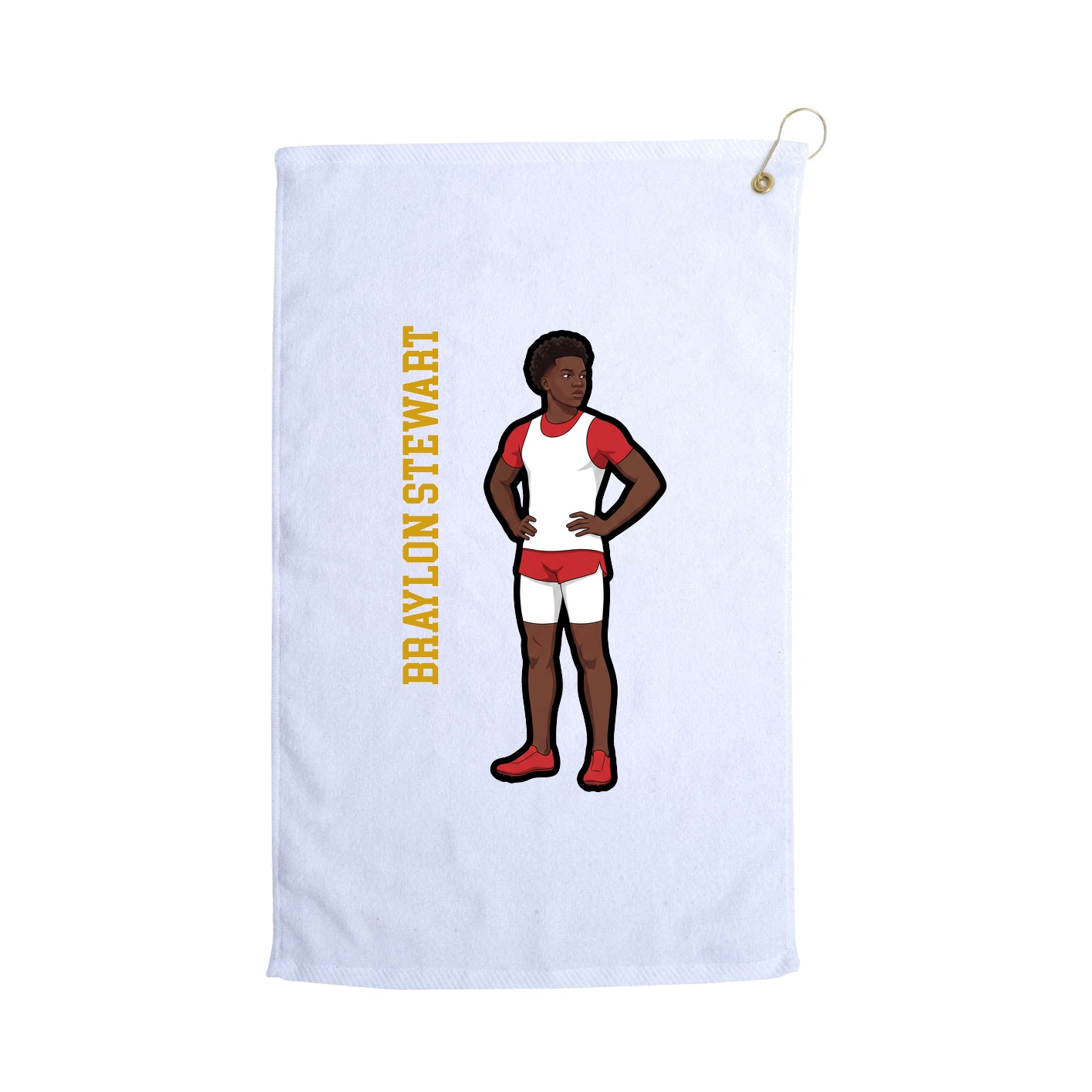 Golf Towel — Name Vertical in White