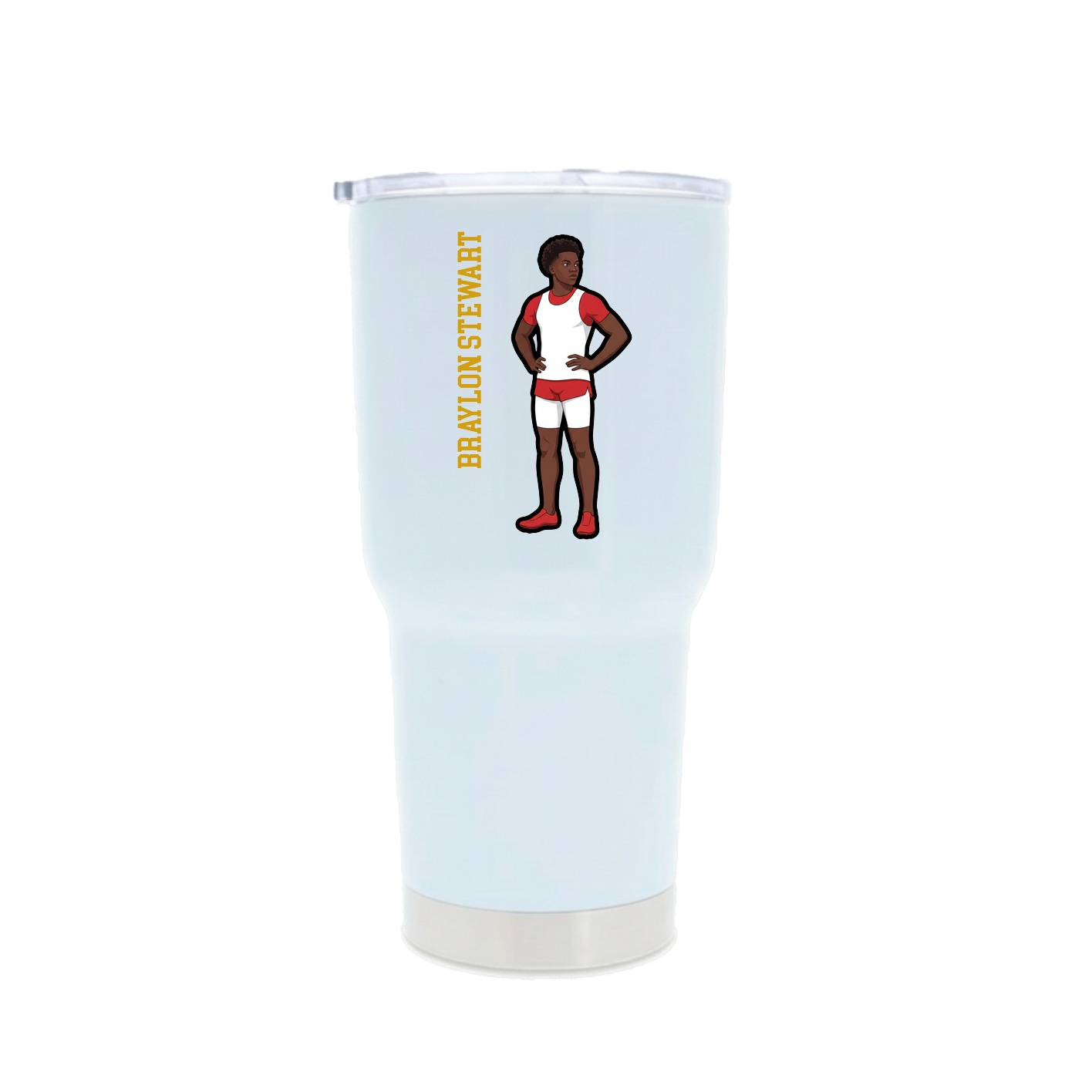30oz Stainless Steel Tumbler — Name Vertical in White