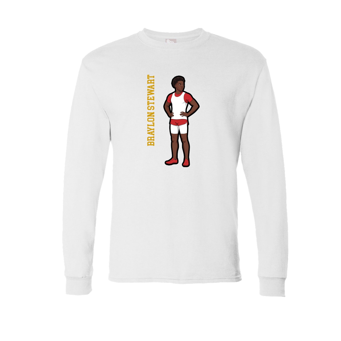 Long Sleeve Tee — Name Vertical in White
