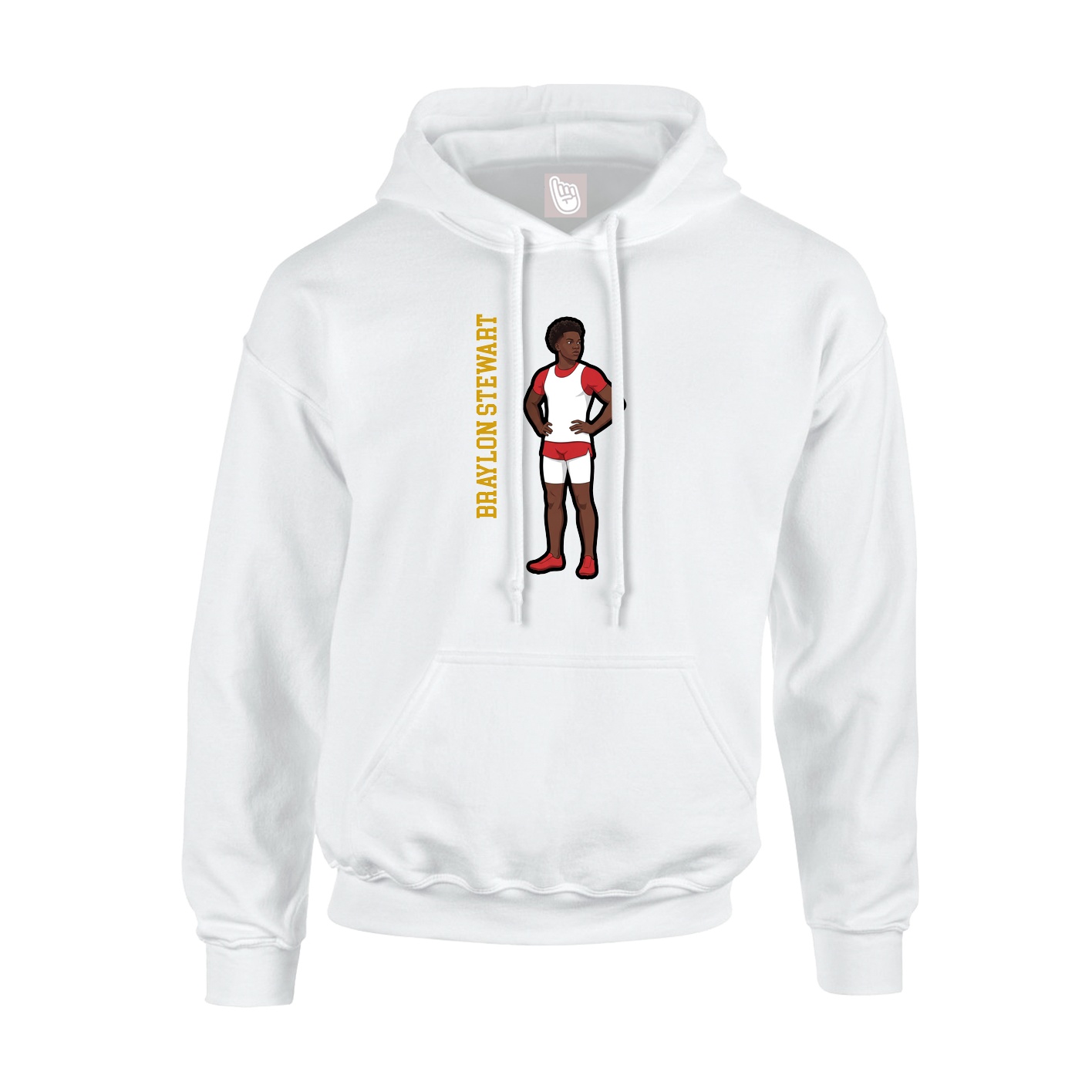 Youth Hoodie — Name Vertical in White