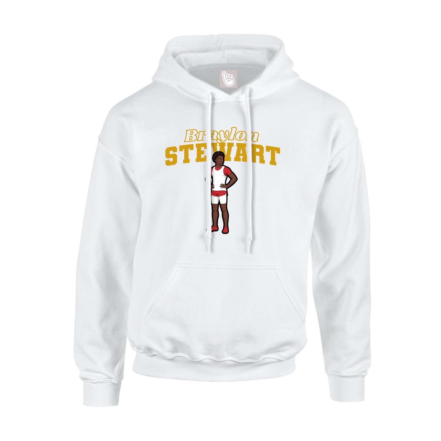 Youth Hoodie — Name Arch in White