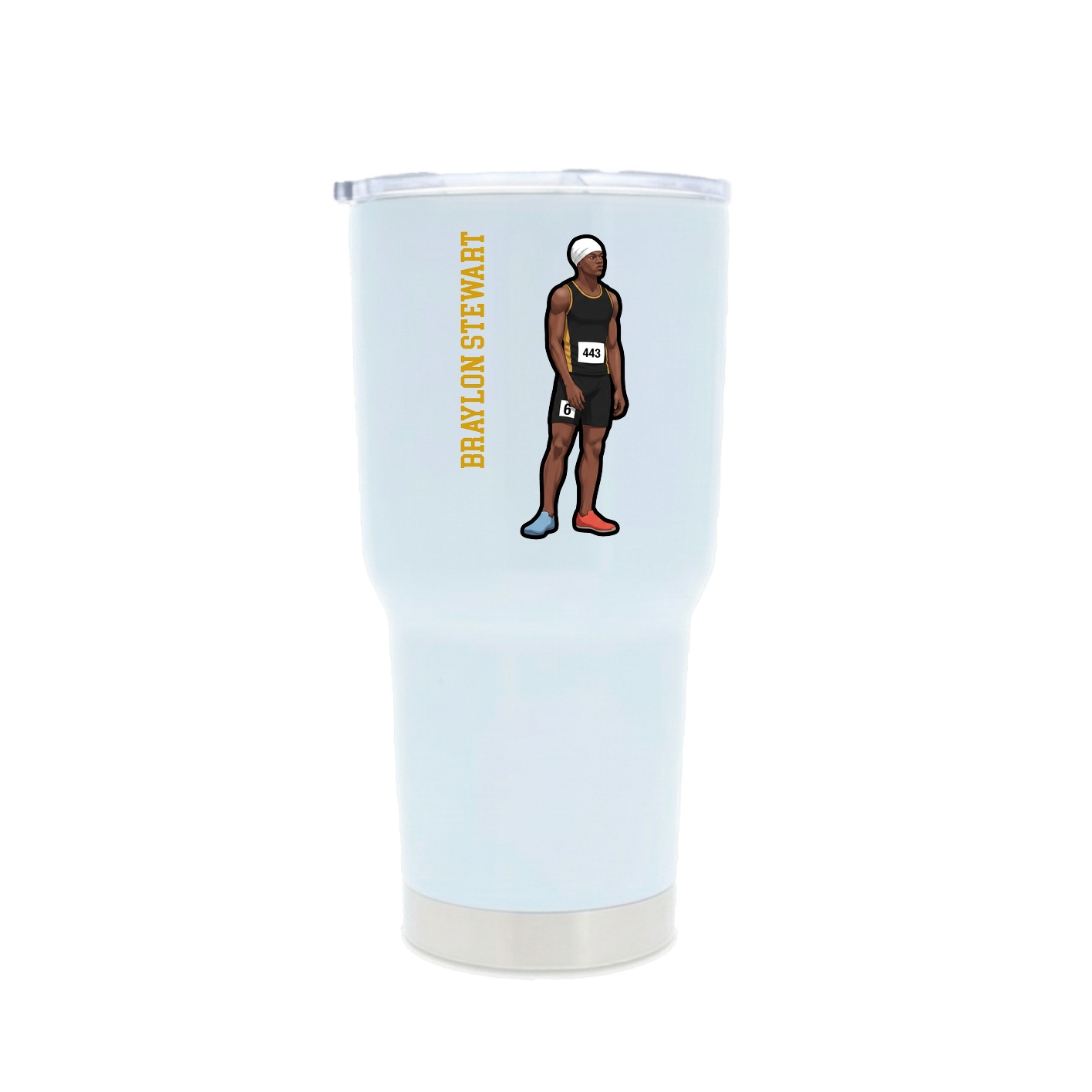 30oz Stainless Steel Tumbler — Name Vertical in White