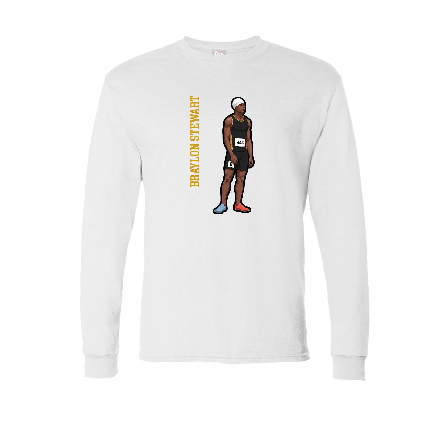 Long Sleeve Tee — Name Vertical in White