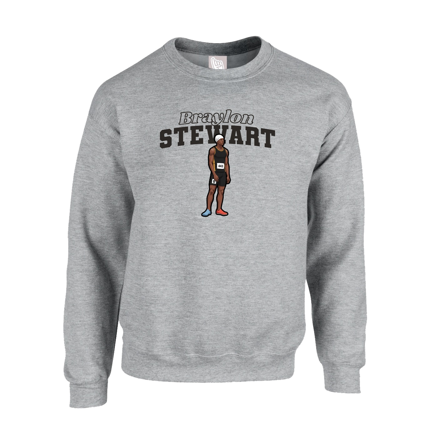 Fleece Crew — Name Arch in Grey