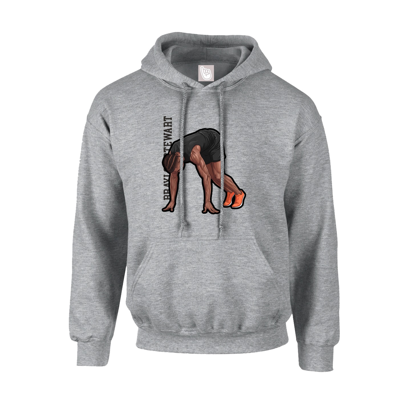 Hoodie — Name Vertical in Grey