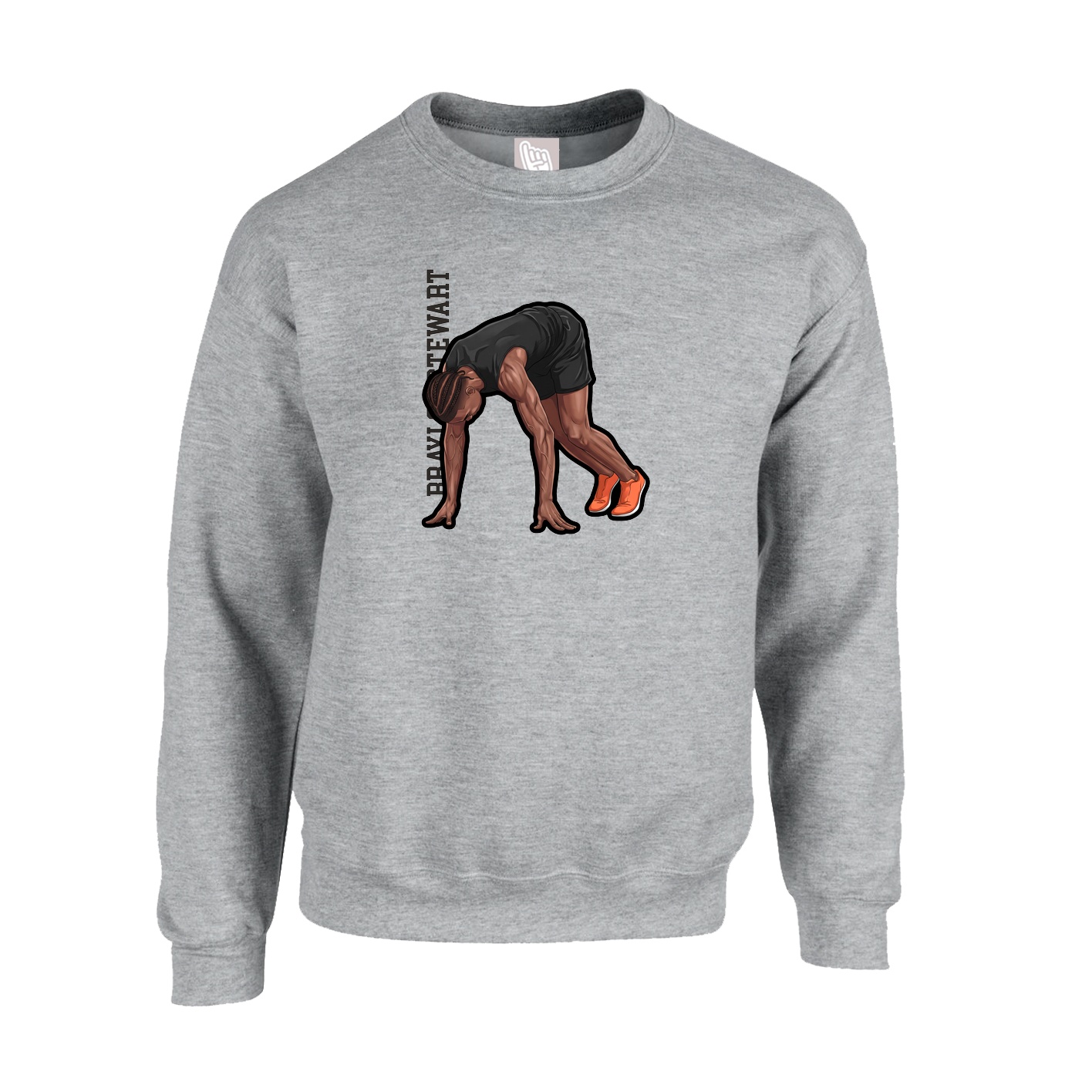 Fleece Crew — Name Vertical in Grey