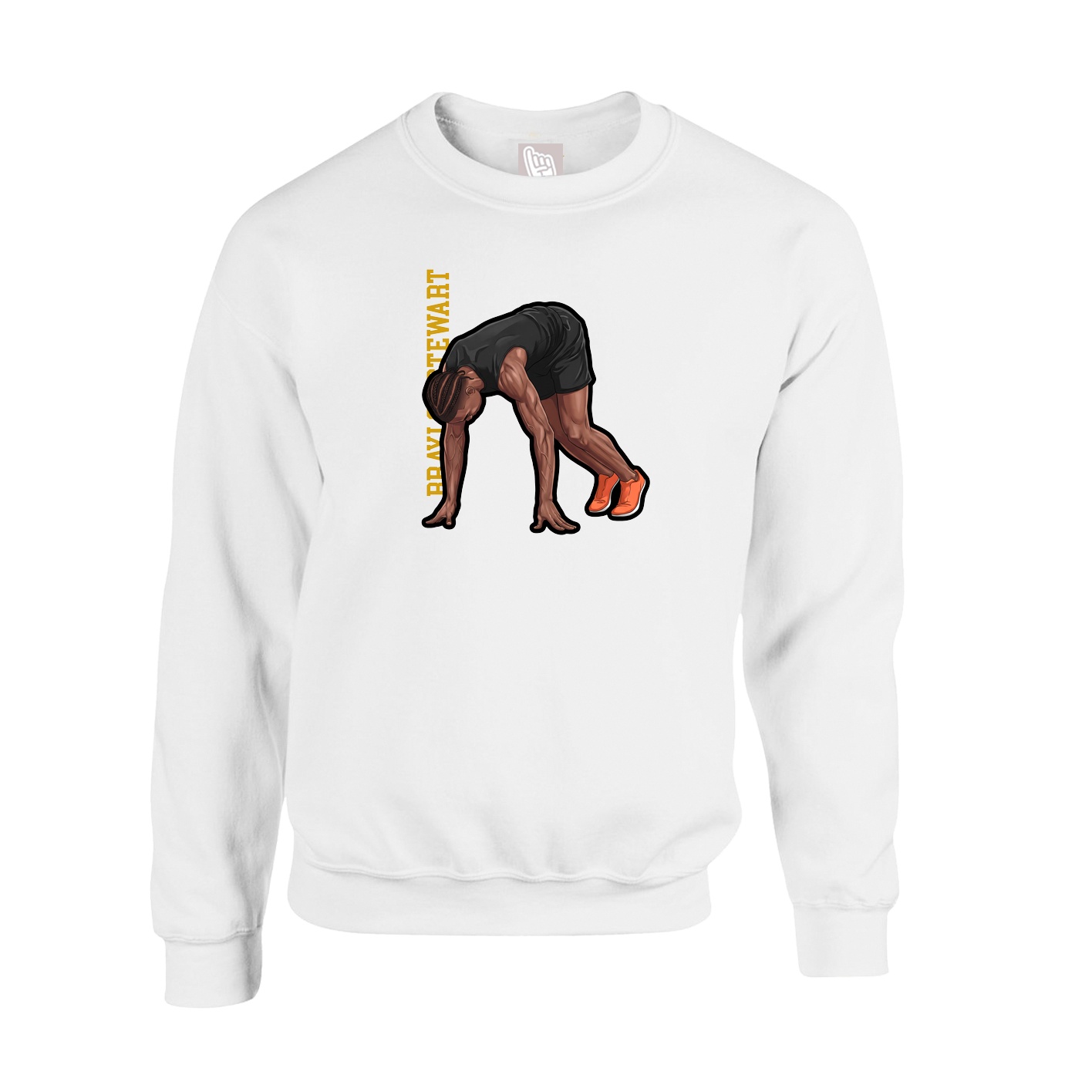 Fleece Crew — Name Vertical in White