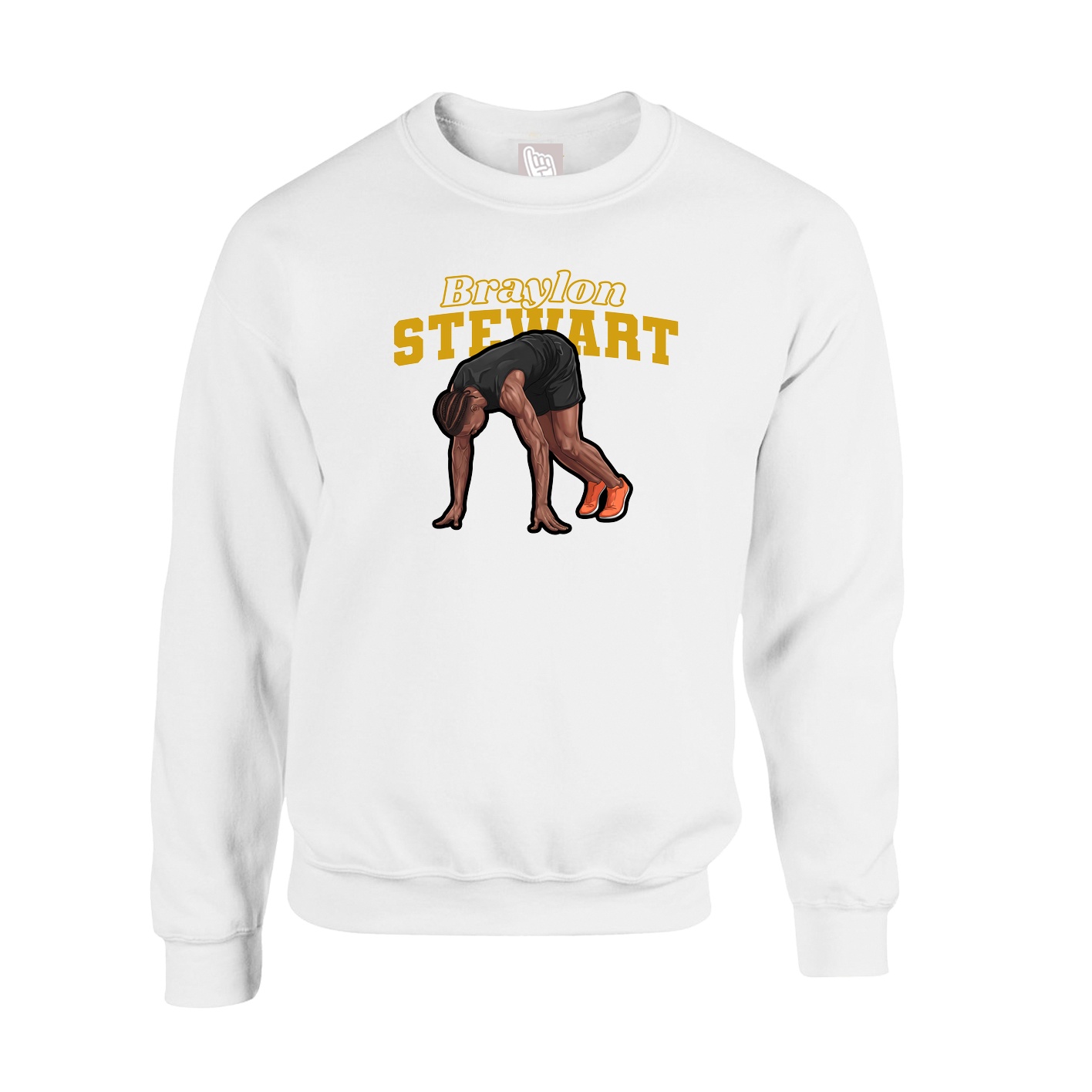 Fleece Crew — Name Arch in White