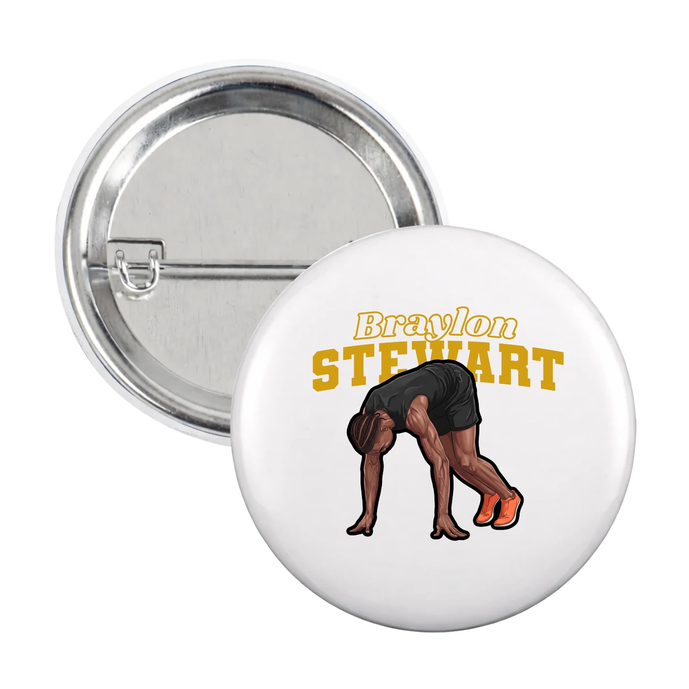 Game Day Button — Name Arch in White