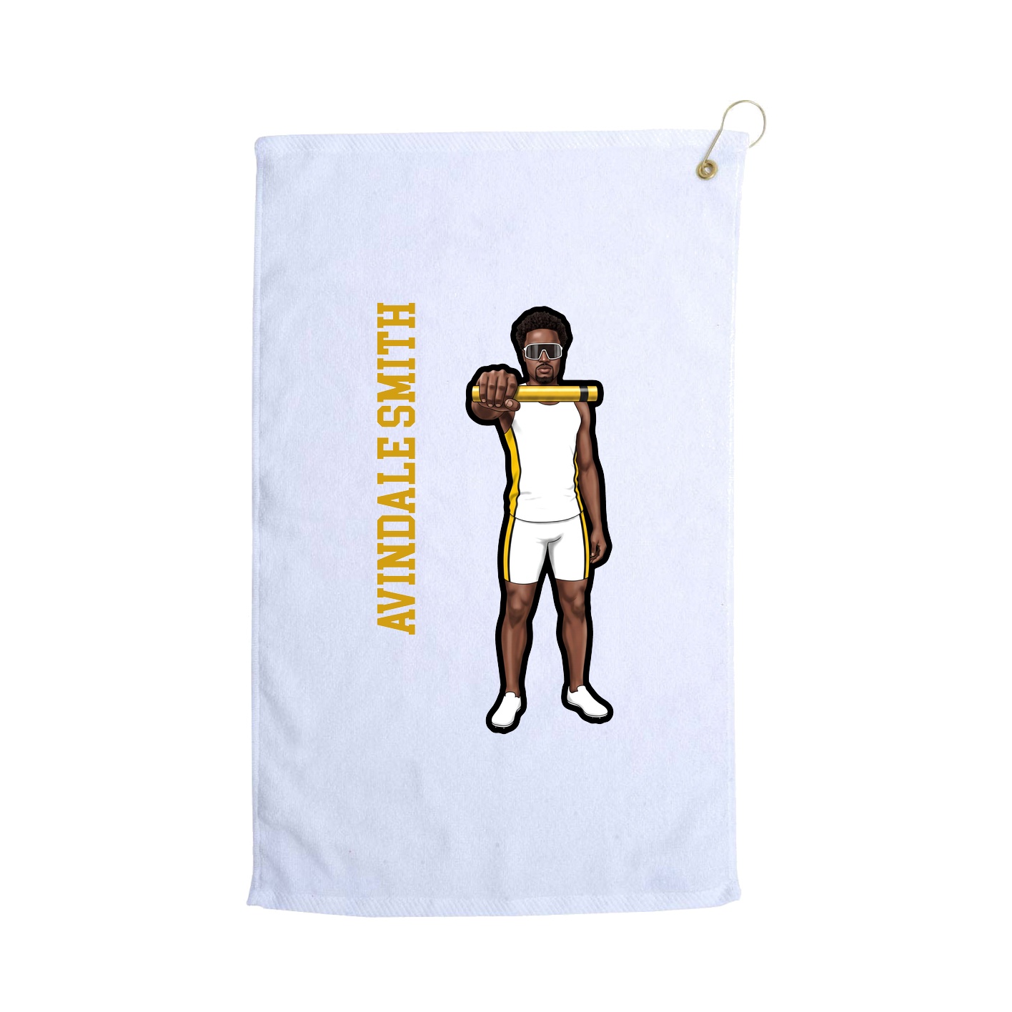 Golf Towel — Name Vertical in White
