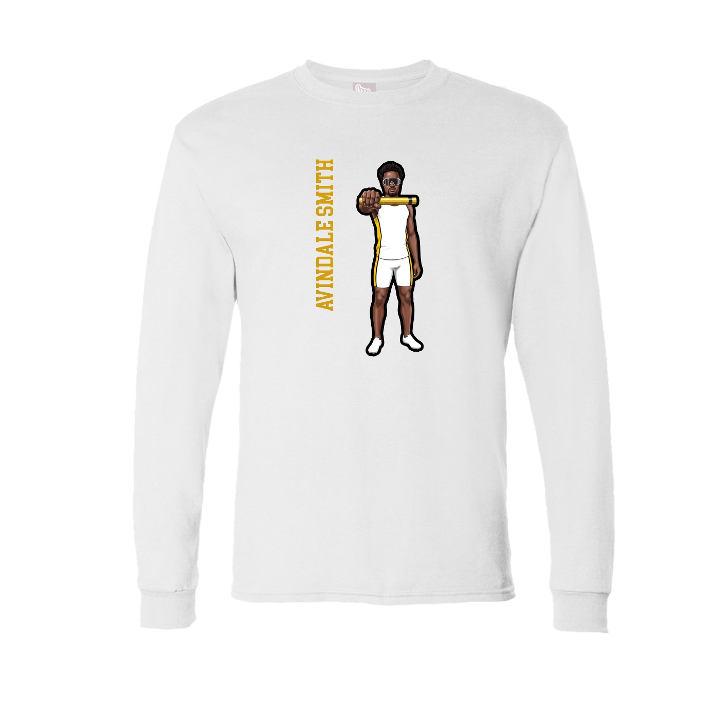 Long Sleeve Tee — Name Vertical in White