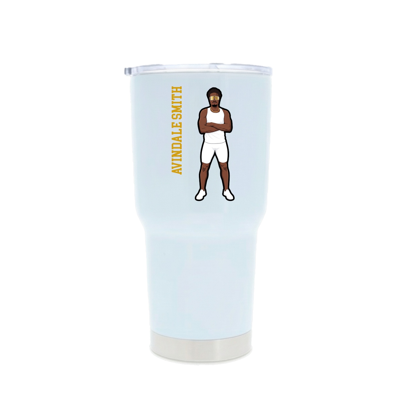 30oz Stainless Steel Tumbler — Name Vertical in White