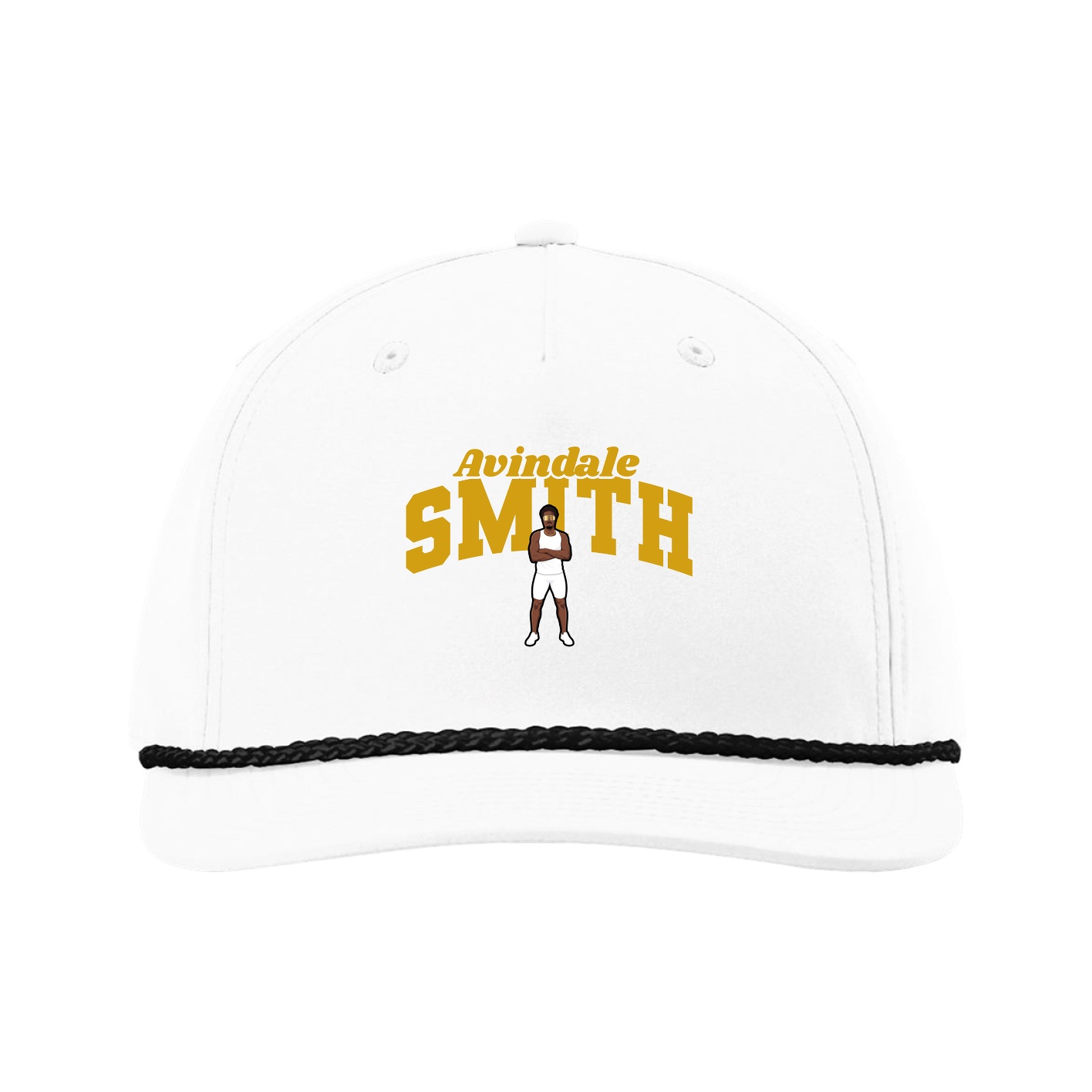 Five-Panel Classic Rope Cap — Signature Arch in White