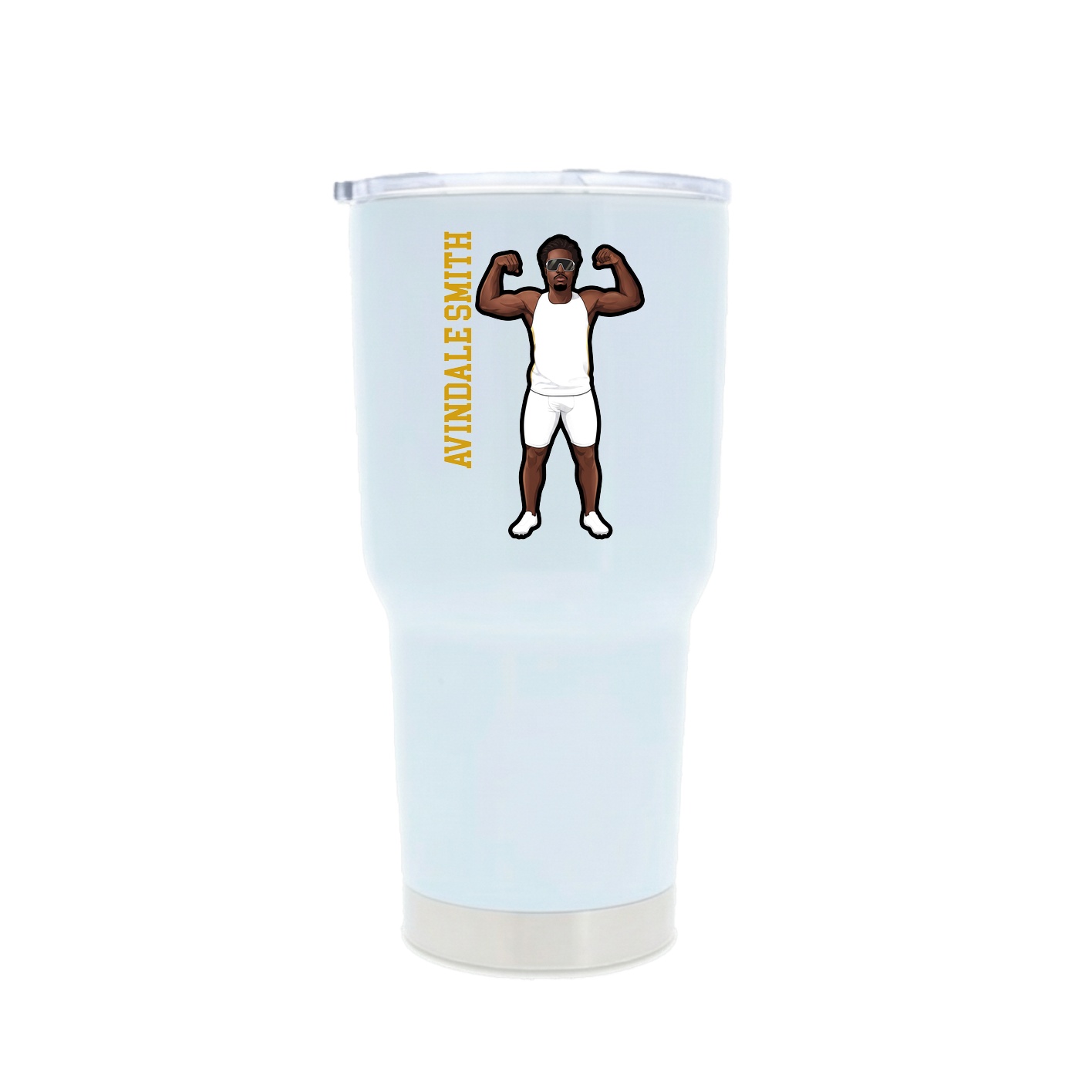 30oz Stainless Steel Tumbler — Name Vertical in White