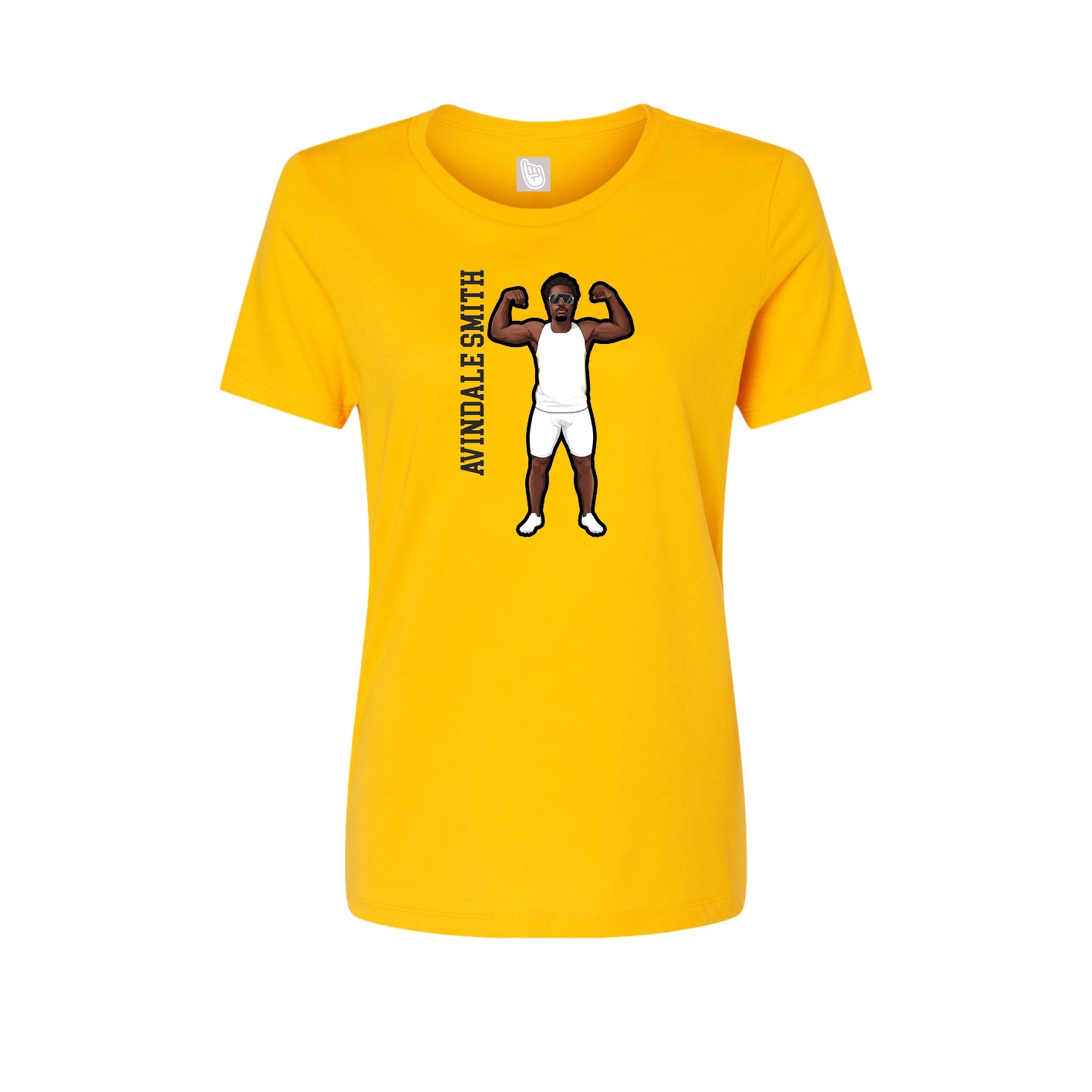 Fitted Women's Tee — Name Vertical in Gold
