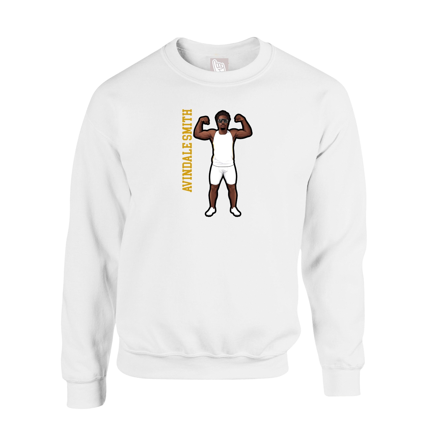 Fleece Crew — Name Vertical in White