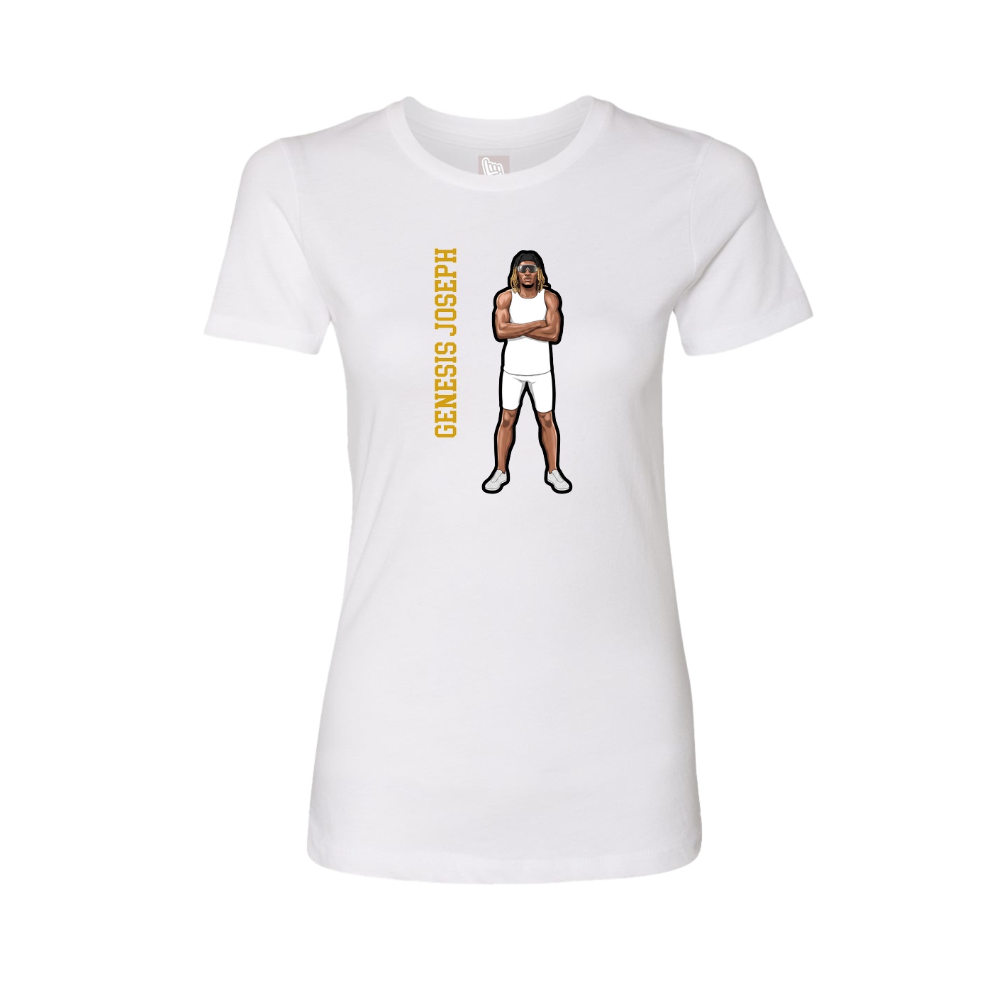 Fitted Women's Tee — Name Vertical in White