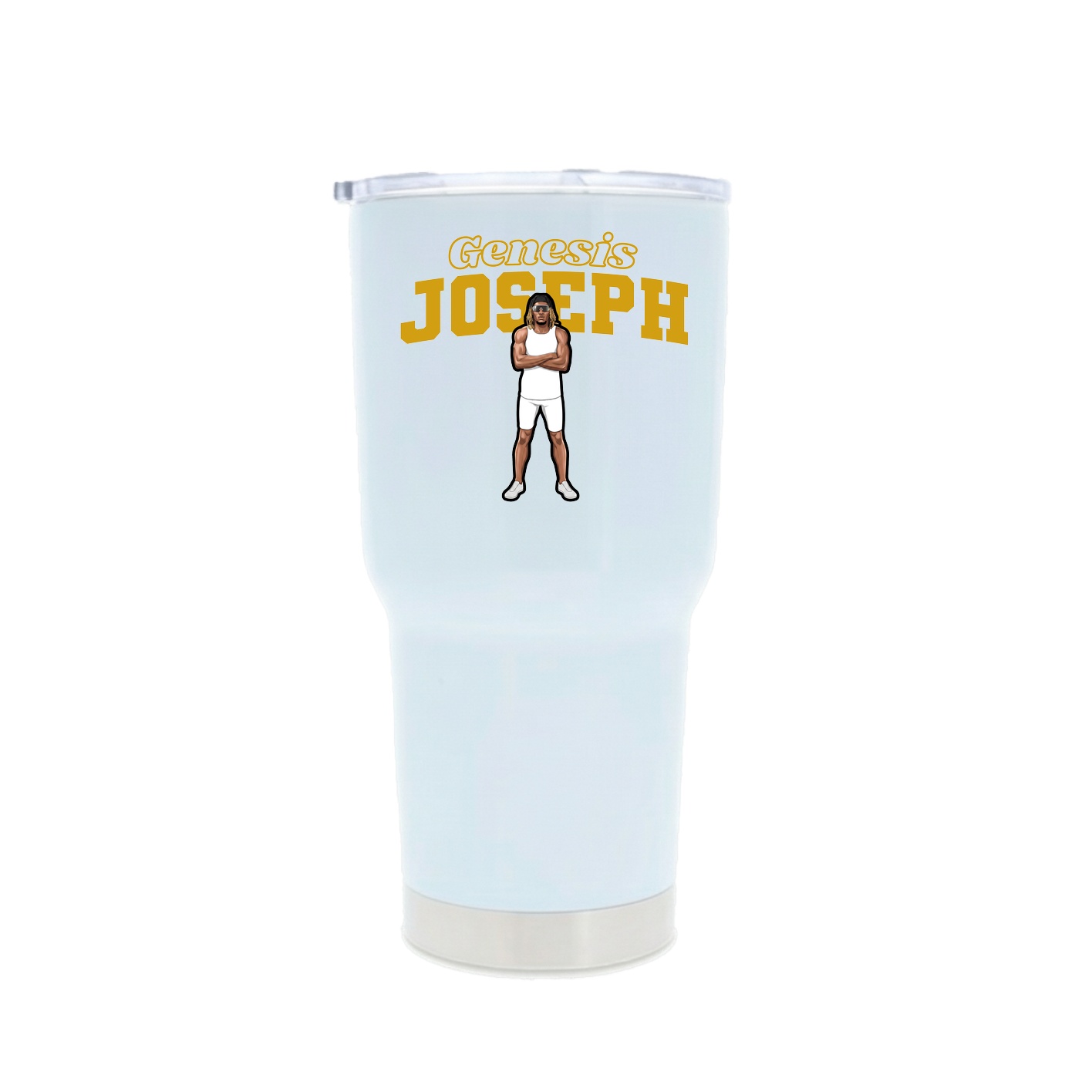 30oz Stainless Steel Tumbler — Name Arch in White