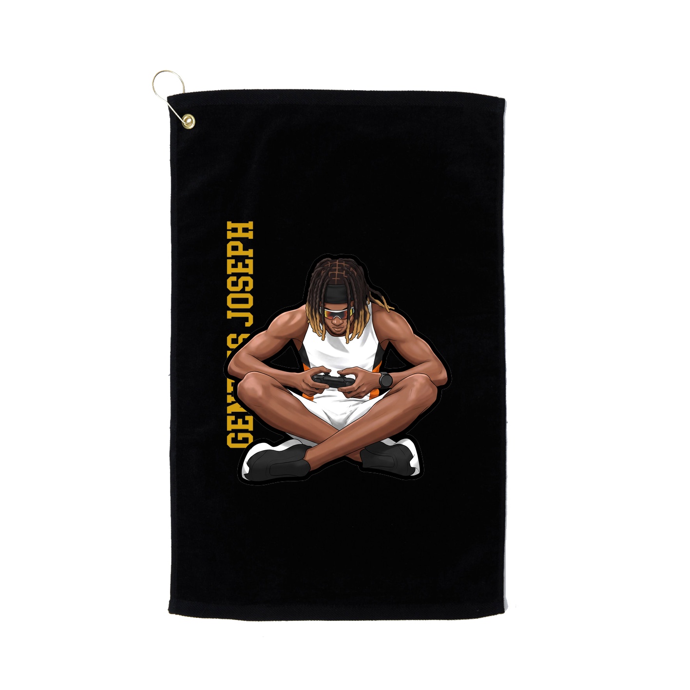 Golf Towel — Name Vertical in Black