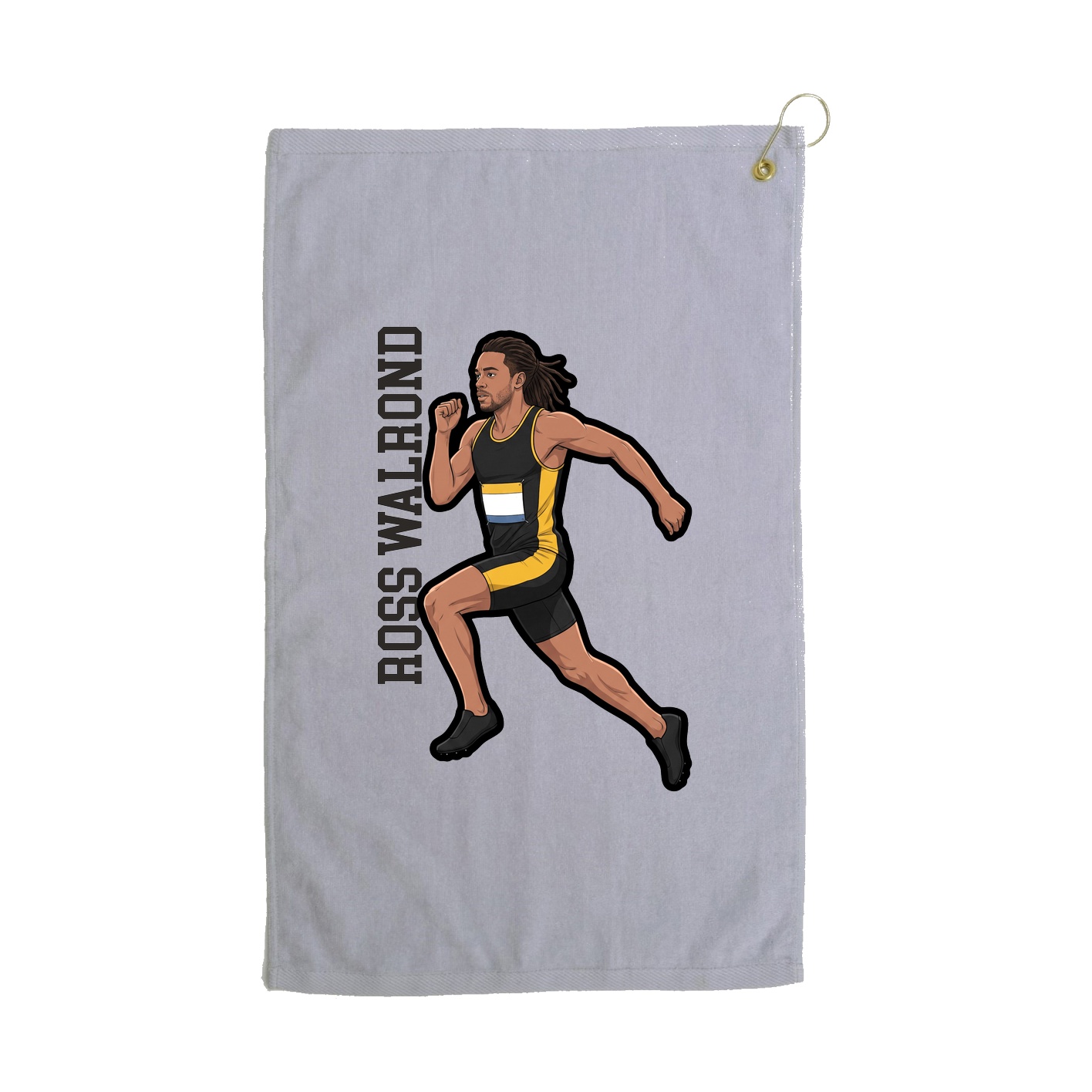 Golf Towel — Name Vertical in Grey