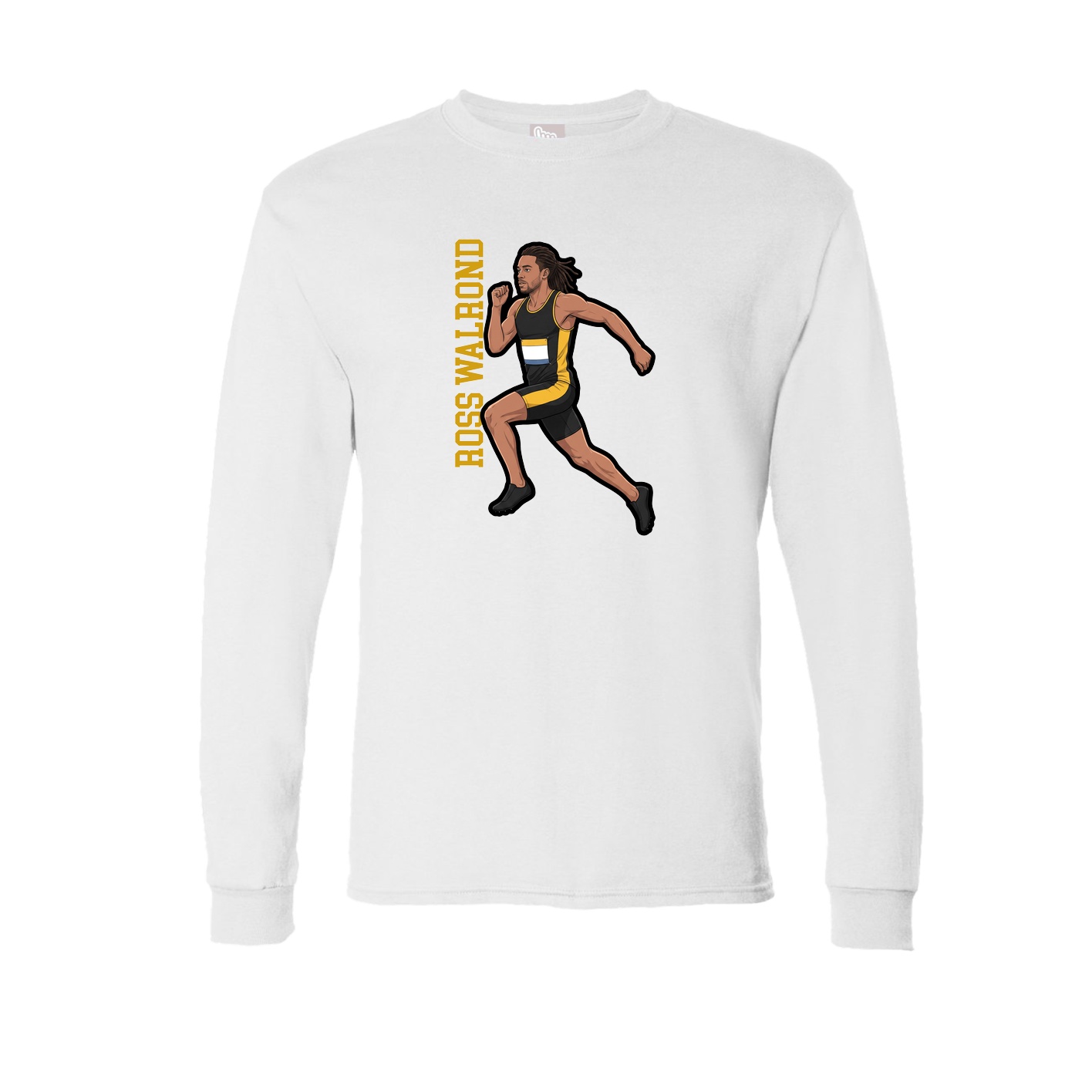Long Sleeve Tee — Name Vertical in White