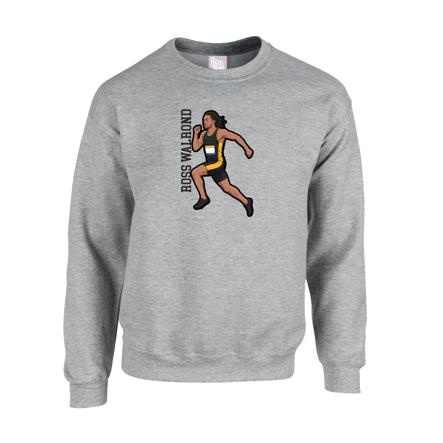 Fleece Crew — Name Vertical in Grey