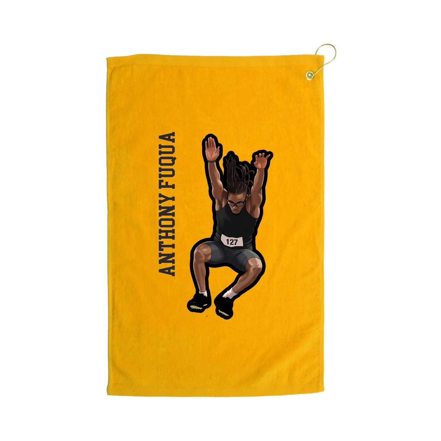 Golf Towel — Name Vertical in Gold