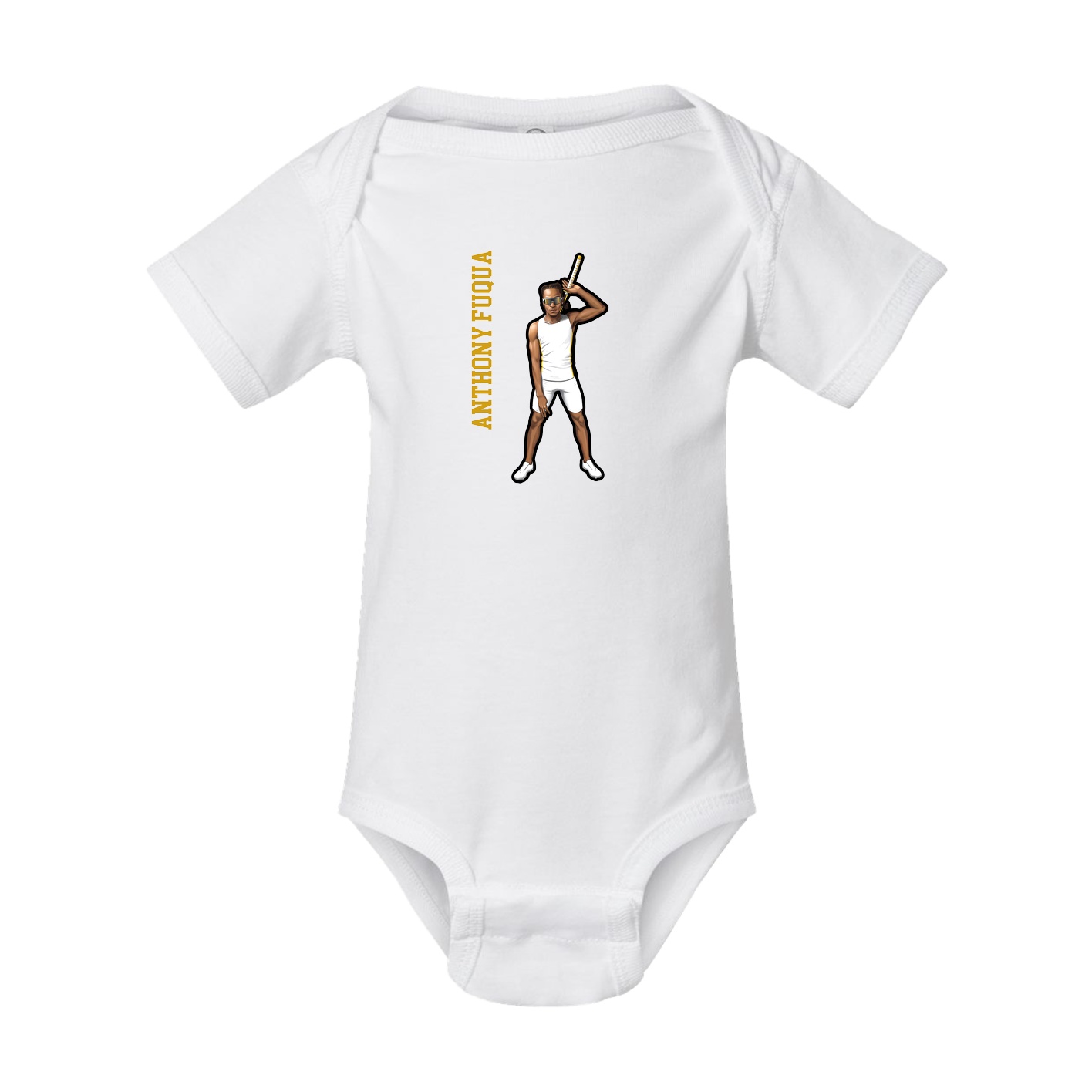 Baby Onesie — Name Vertical in White