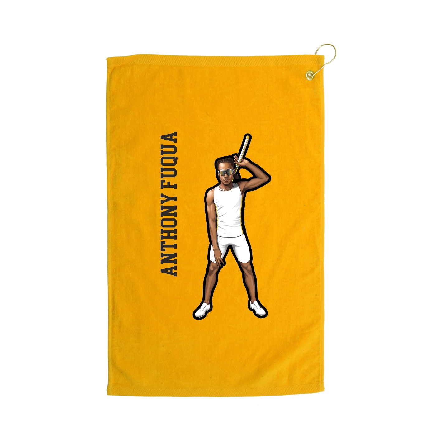 Golf Towel — Name Vertical in Gold