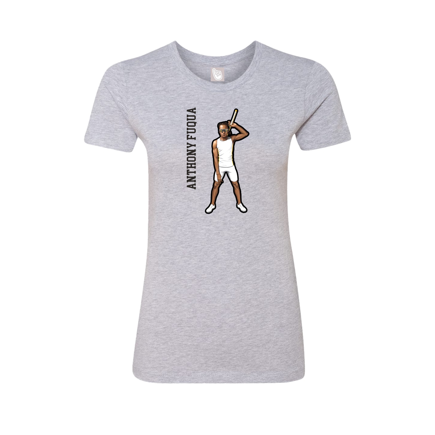 Fitted Women's Tee — Name Vertical in Grey