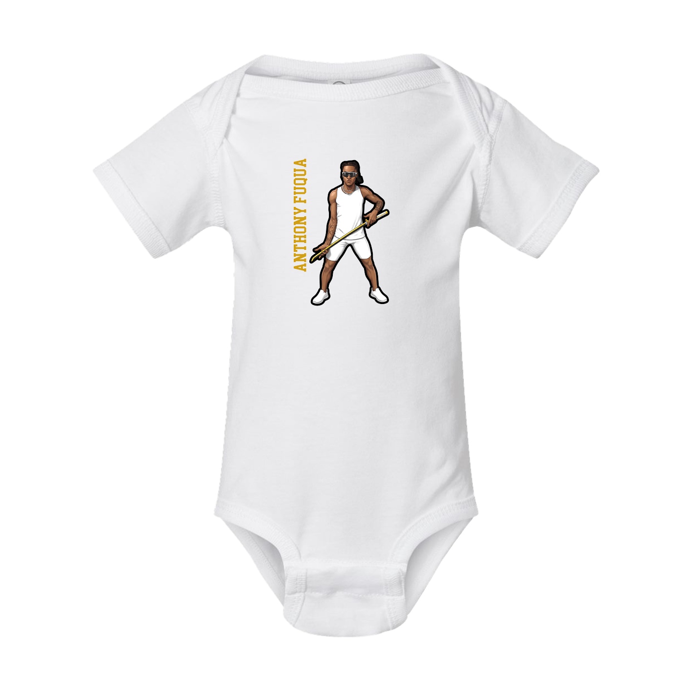Baby Onesie — Name Vertical in White