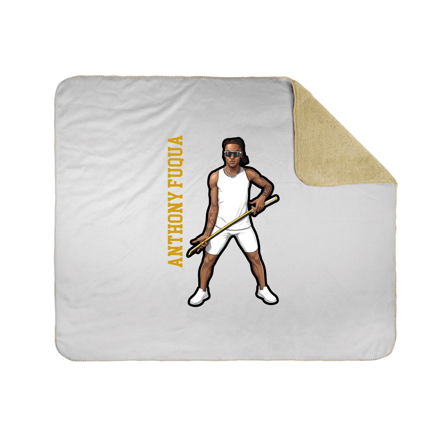 Throw Blanket — Name Vertical in White